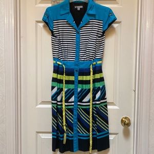 Printed dress with belt